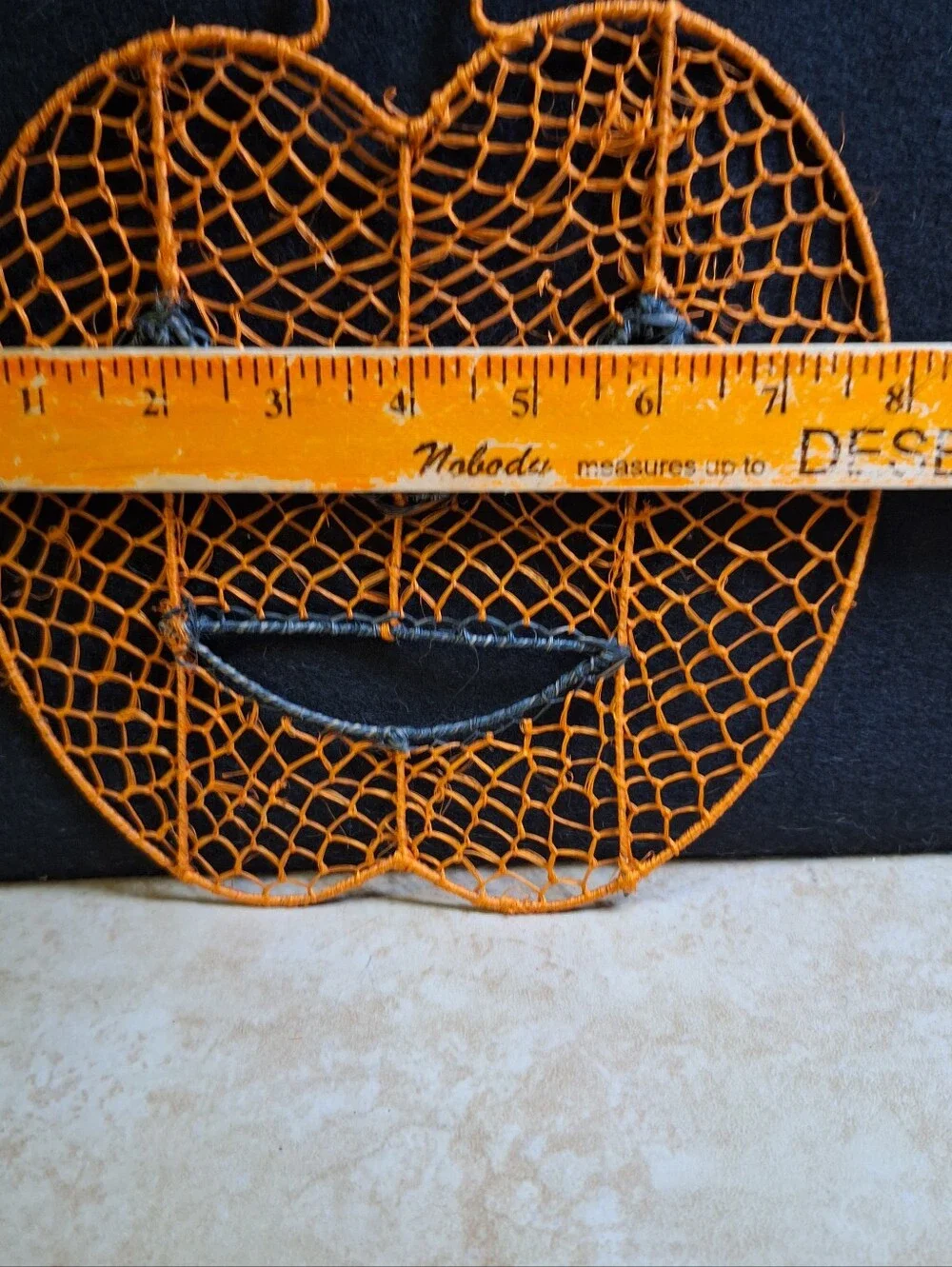 Vintage Macrame Halloween Decoration Decor Wall Art Pumpkin Jack O Lantern Set/5